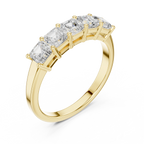 14K White Gold 5-Stone Emerald Cut Moissanite Diamond Band