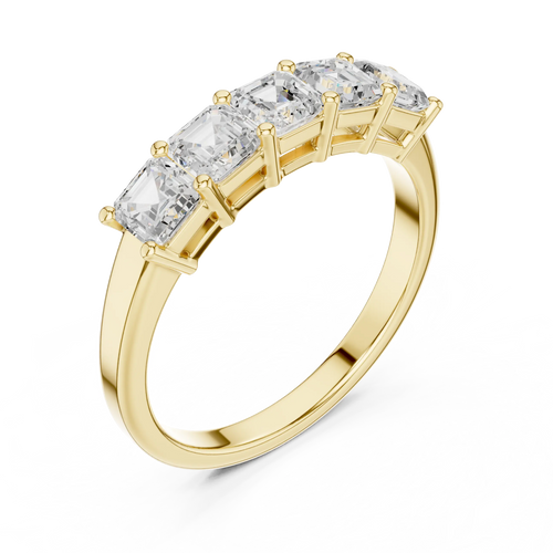 14K White Gold 5-Stone Emerald Cut Moissanite Diamond Band