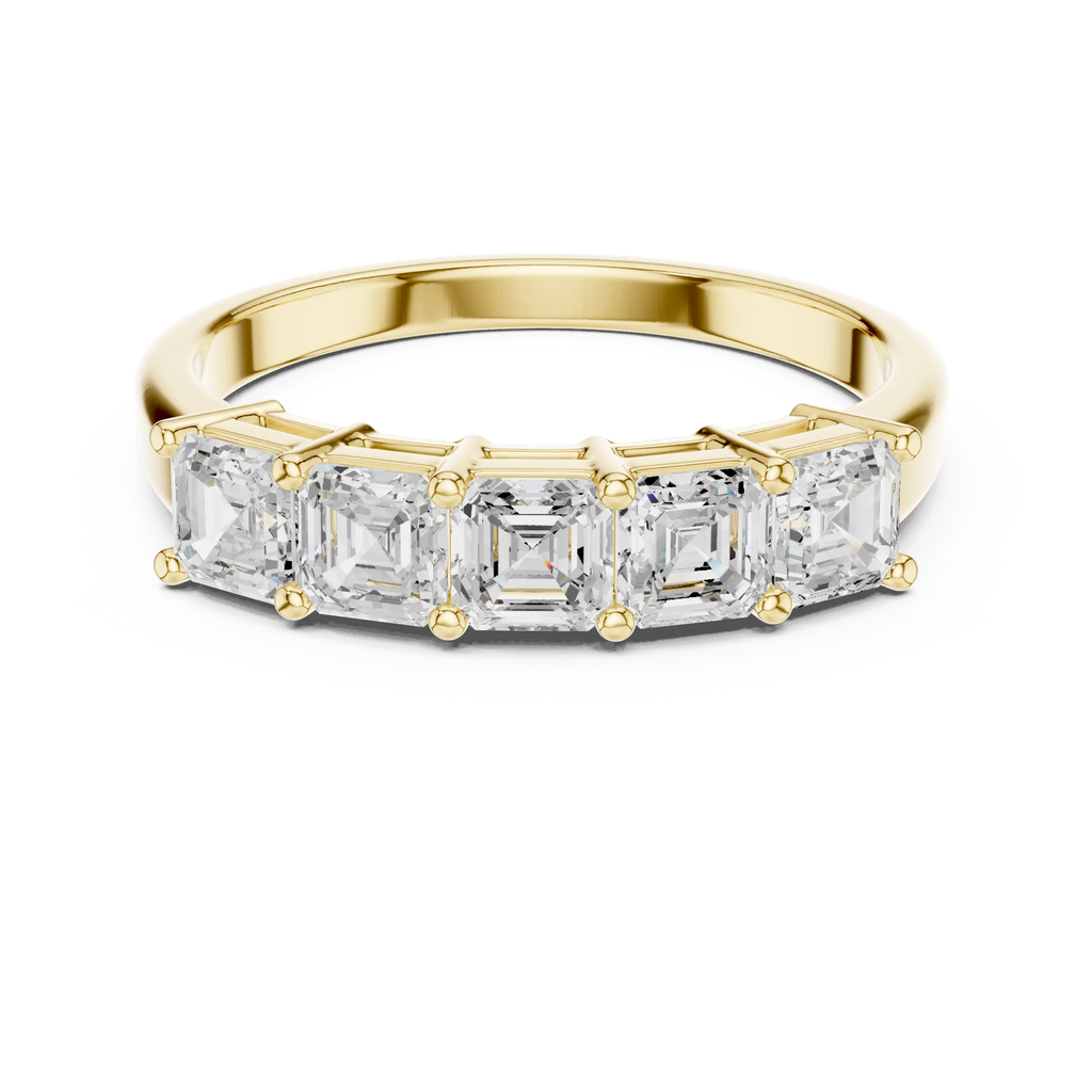 14K White Gold 5-Stone Emerald Cut Moissanite Diamond Band