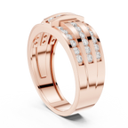 18K White Gold Men's Triple Row Channel Set Diamond Band