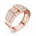 18K White Gold Men's Triple Row Channel Set Diamond Band