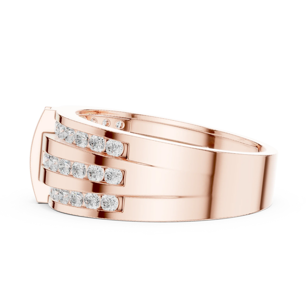 18K White Gold Men's Triple Row Channel Set Diamond Band