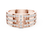 18K White Gold Men's Triple Row Channel Set Diamond Band