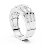 18K White Gold Men's Triple Row Channel Set Diamond Band