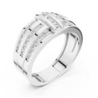 18K White Gold Men's Triple Row Channel Set Diamond Band