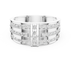 18K White Gold Men's Triple Row Channel Set Diamond Band