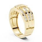 18K White Gold Men's Triple Row Channel Set Diamond Band
