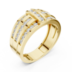 18K White Gold Men's Triple Row Channel Set Diamond Band