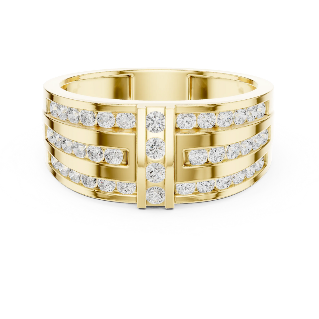 18K White Gold Men's Triple Row Channel Set Diamond Band