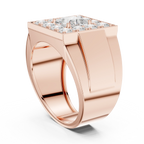 14K White Gold Men's Princess Cut Diamond Square Signet Ring