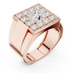 14K White Gold Men's Princess Cut Diamond Square Signet Ring