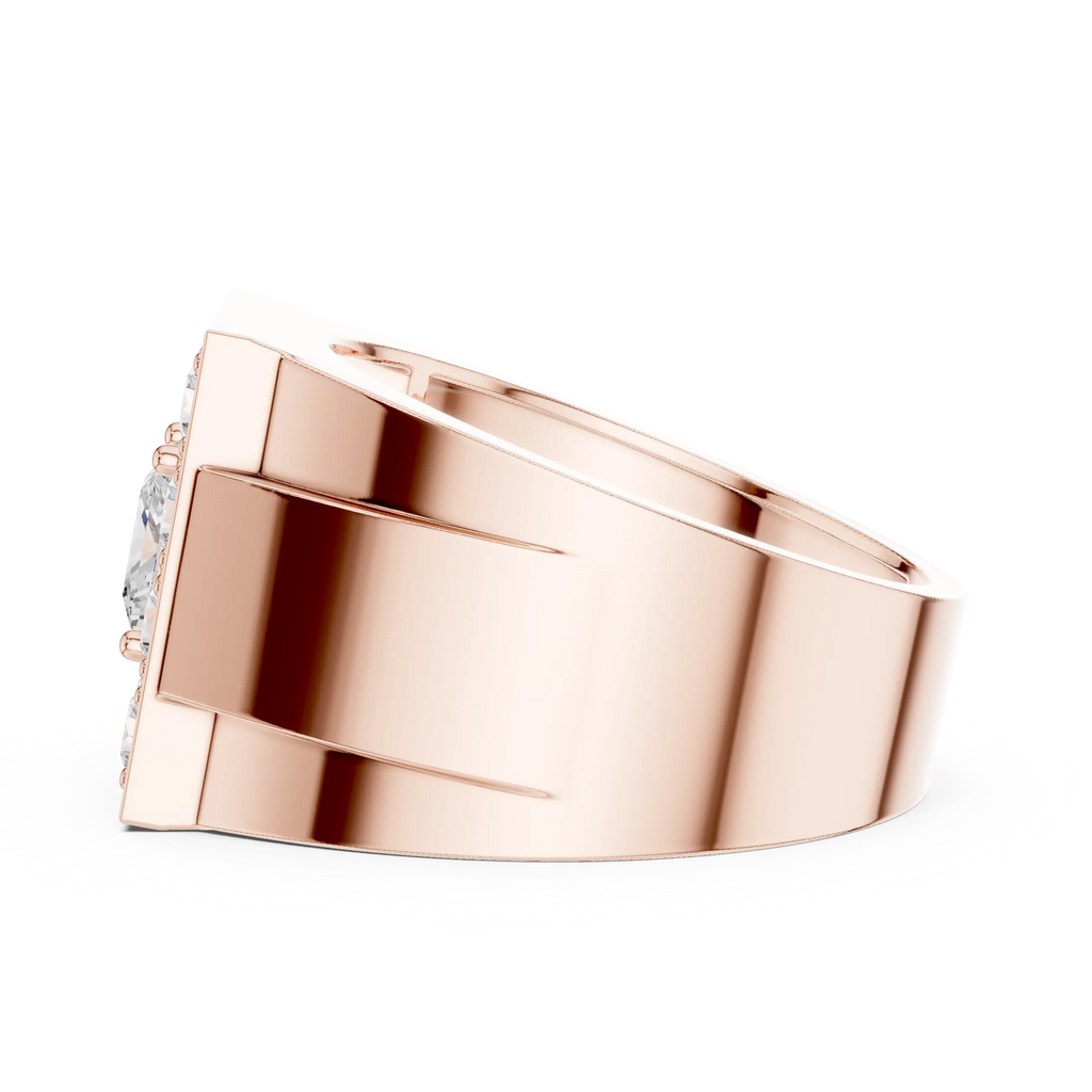 14K White Gold Men's Princess Cut Diamond Square Signet Ring