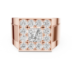 14K White Gold Men's Princess Cut Diamond Square Signet Ring