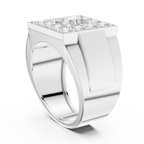 14K White Gold Men's Princess Cut Diamond Square Signet Ring