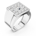 14K White Gold Men's Princess Cut Diamond Square Signet Ring