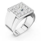 14K White Gold Men's Princess Cut Diamond Square Signet Ring