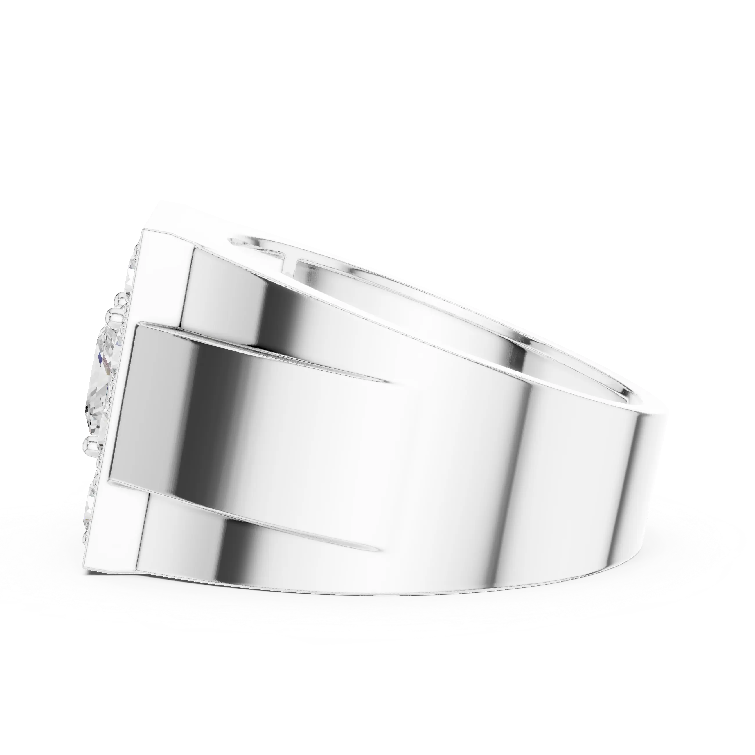 14K White Gold Men's Princess Cut Diamond Square Signet Ring
