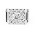 14K White Gold Men's Princess Cut Diamond Square Signet Ring