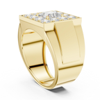14K White Gold Men's Princess Cut Diamond Square Signet Ring