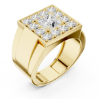 14K White Gold Men's Princess Cut Diamond Square Signet Ring