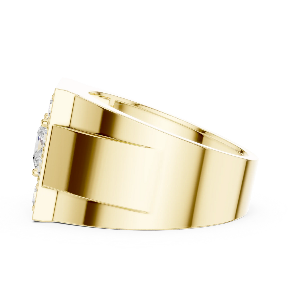 14K White Gold Men's Princess Cut Diamond Square Signet Ring