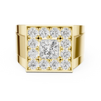 14K White Gold Men's Princess Cut Diamond Square Signet Ring
