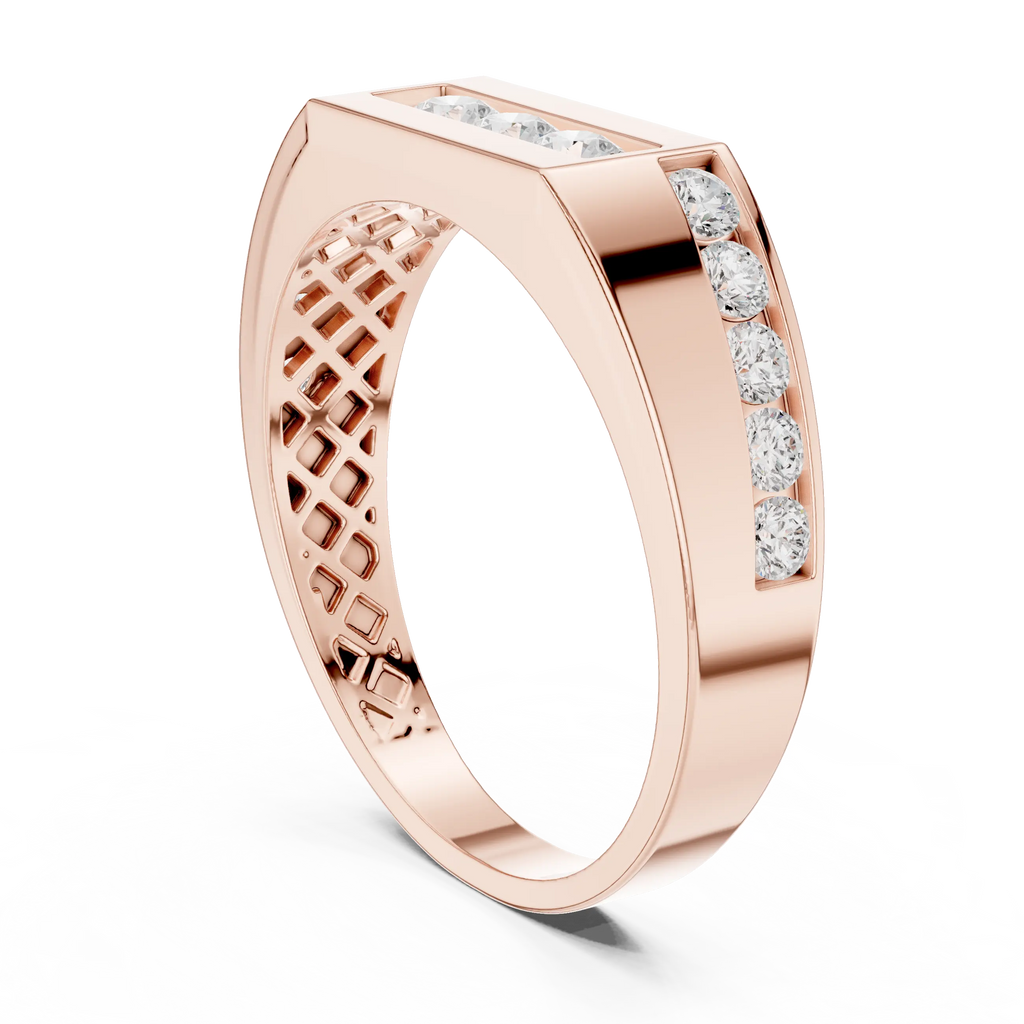 18K Yellow Gold Men's Channel Set Geometric Diamond Band