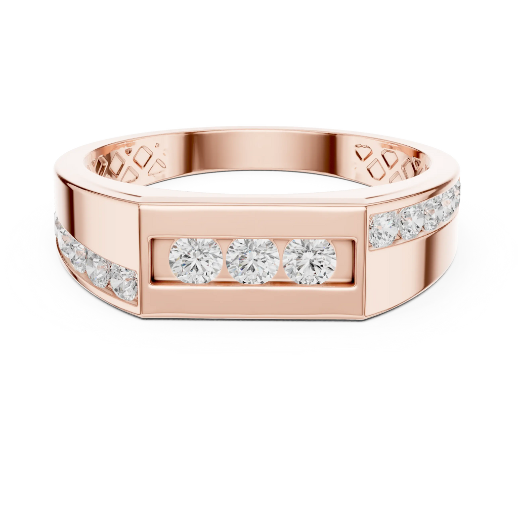 18K Yellow Gold Men's Channel Set Geometric Diamond Band