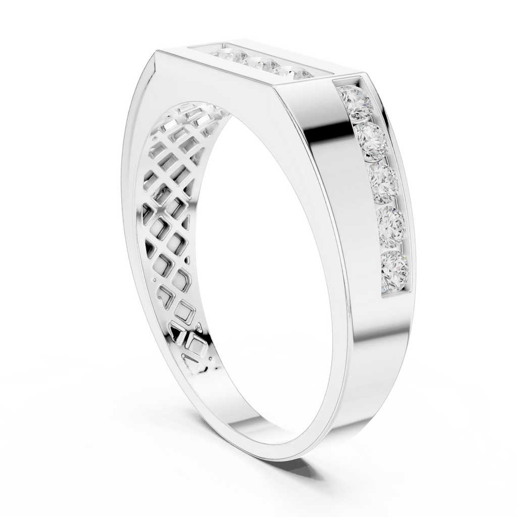 18K Yellow Gold Men's Channel Set Geometric Diamond Band