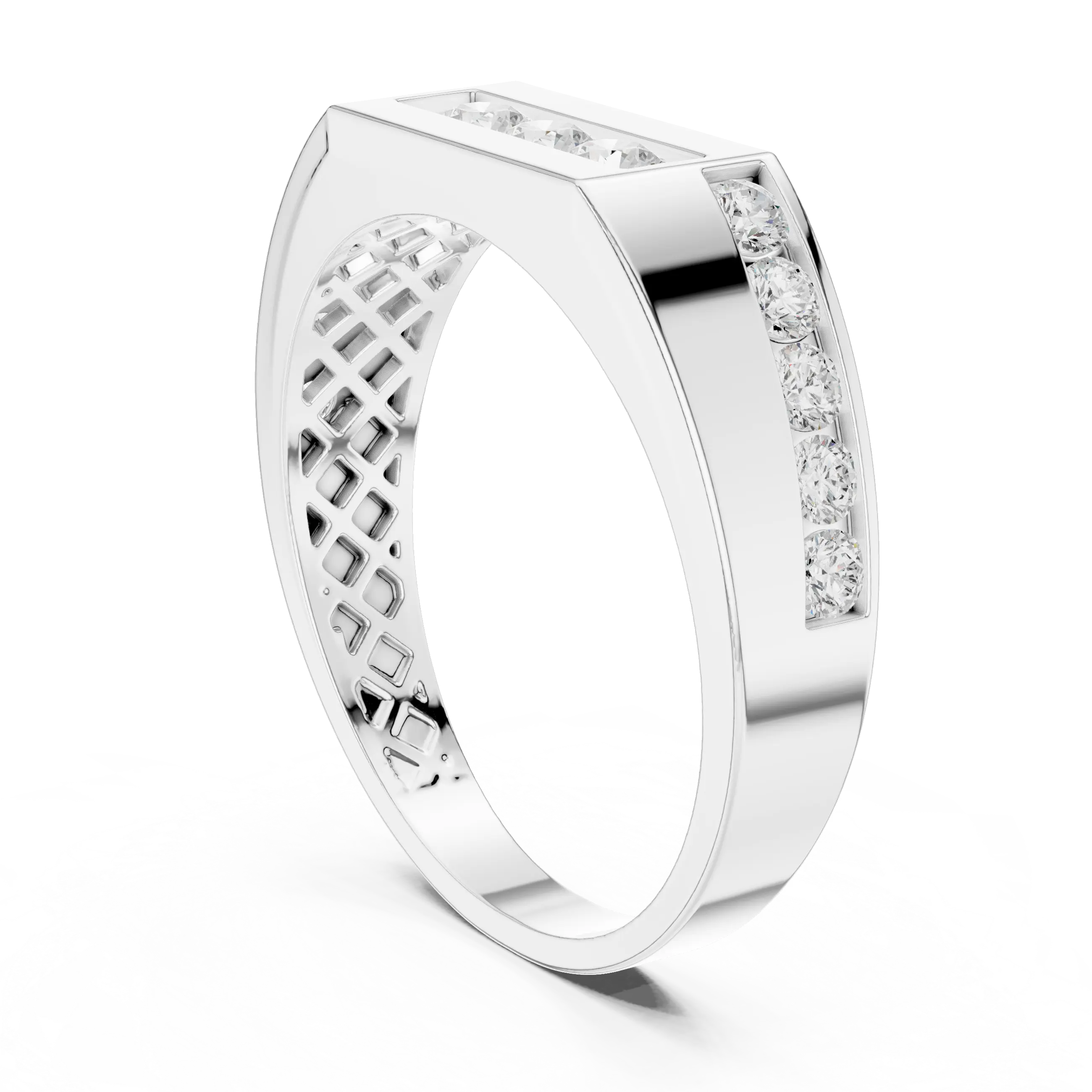 18K Yellow Gold Men's Channel Set Geometric Diamond Band