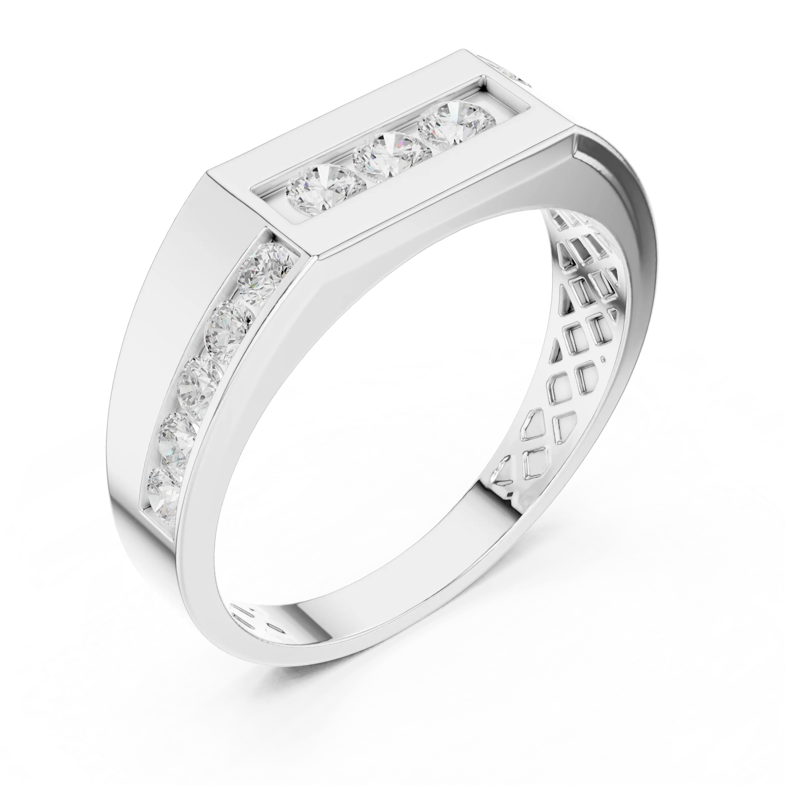 18K Yellow Gold Men's Channel Set Geometric Diamond Band
