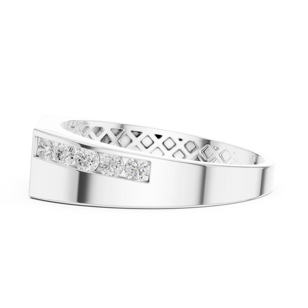 18K Yellow Gold Men's Channel Set Geometric Diamond Band