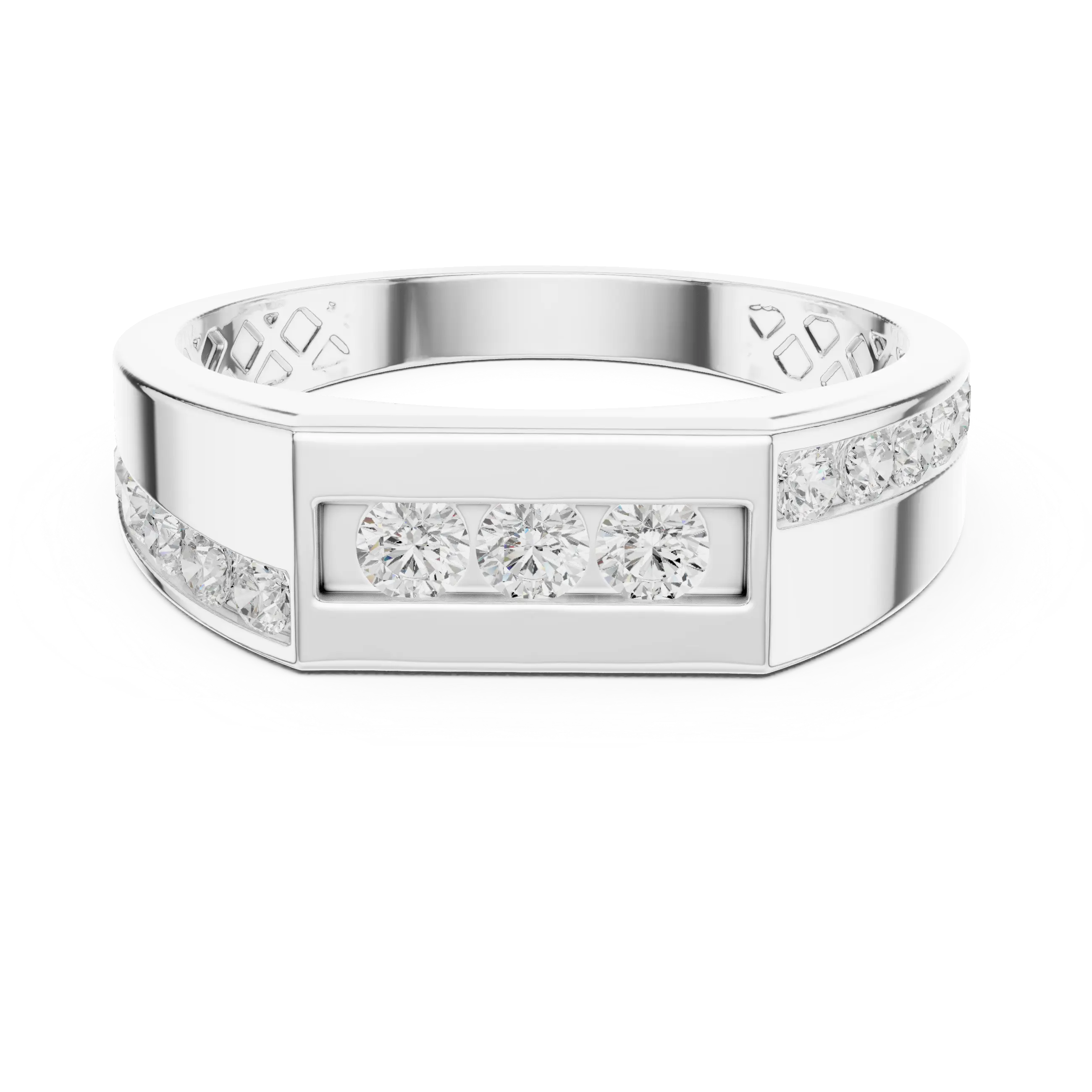 18K Yellow Gold Men's Channel Set Geometric Diamond Band