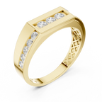 18K Yellow Gold Men's Channel Set Geometric Diamond Band