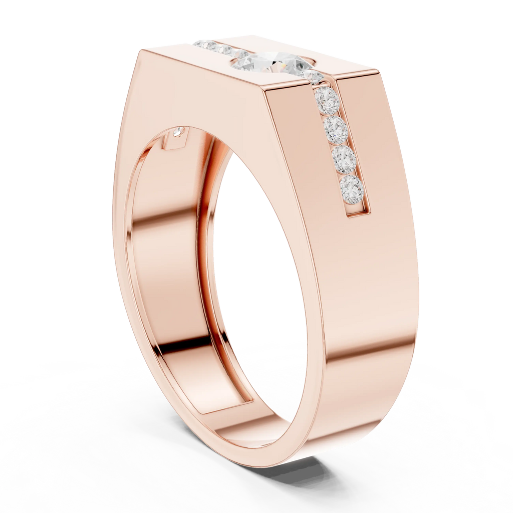 14K White Gold Men's Floating Lab Grown Diamond Geometric Band