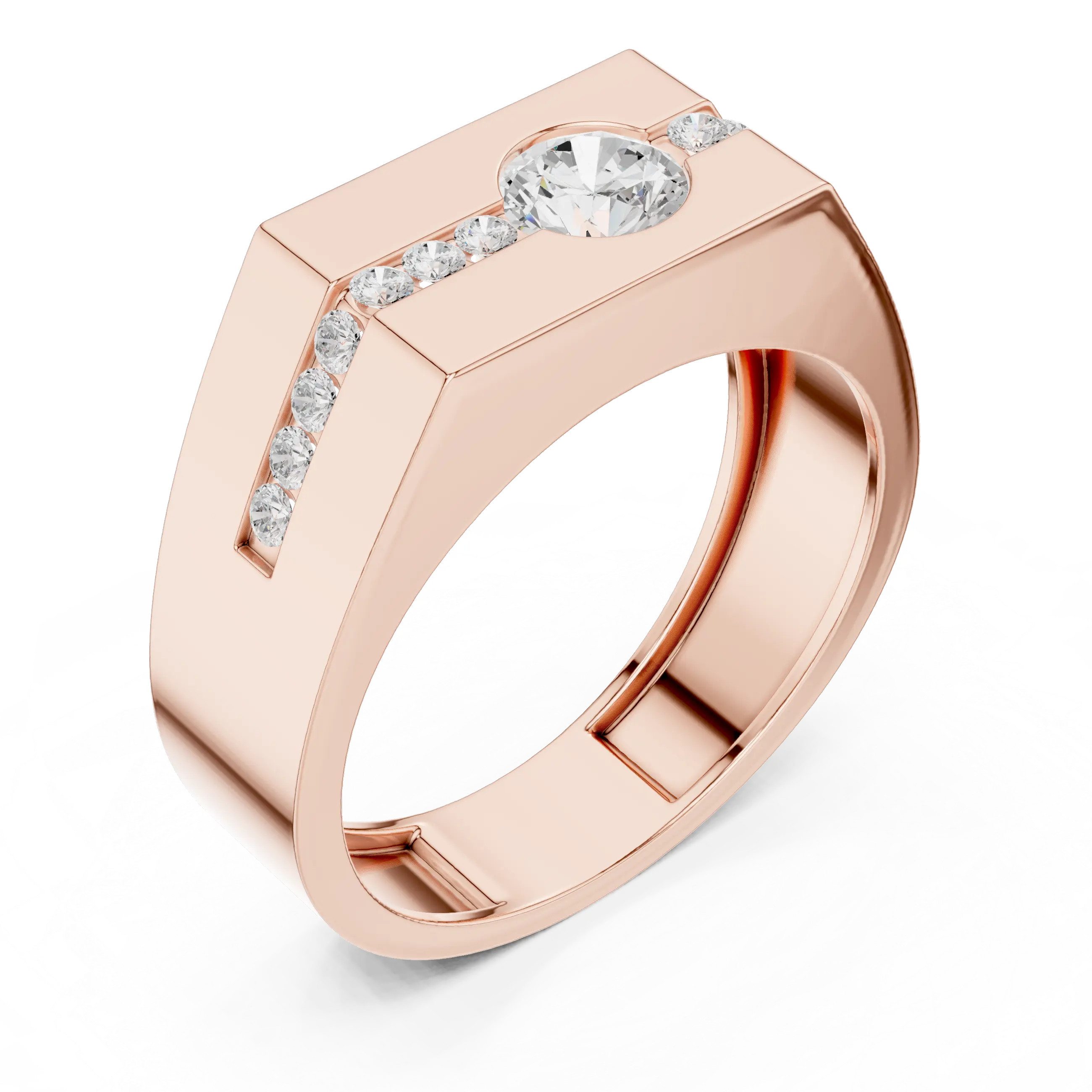 14K White Gold Men's Floating Lab Grown Diamond Geometric Band