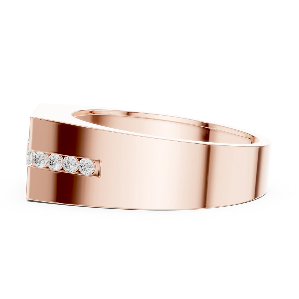 14K White Gold Men's Floating Lab Grown Diamond Geometric Band