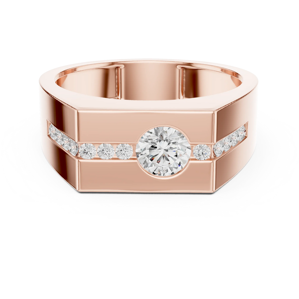14K White Gold Men's Floating Lab Grown Diamond Geometric Band