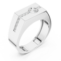 14K White Gold Men's Floating Lab Grown Diamond Geometric Band