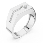 14K White Gold Men's Floating Lab Grown Diamond Geometric Band