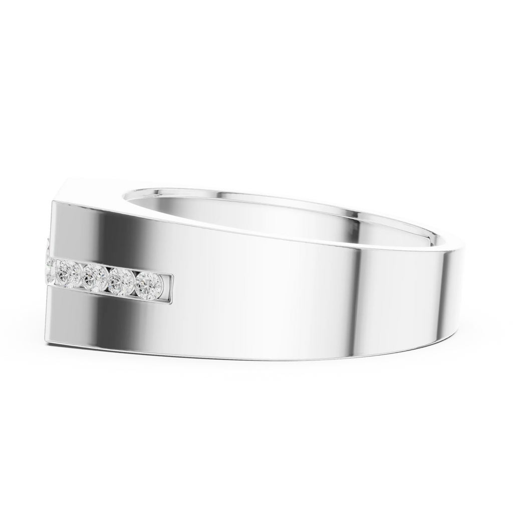 14K White Gold Men's Floating Lab Grown Diamond Geometric Band