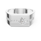 14K White Gold Men's Floating Lab Grown Diamond Geometric Band