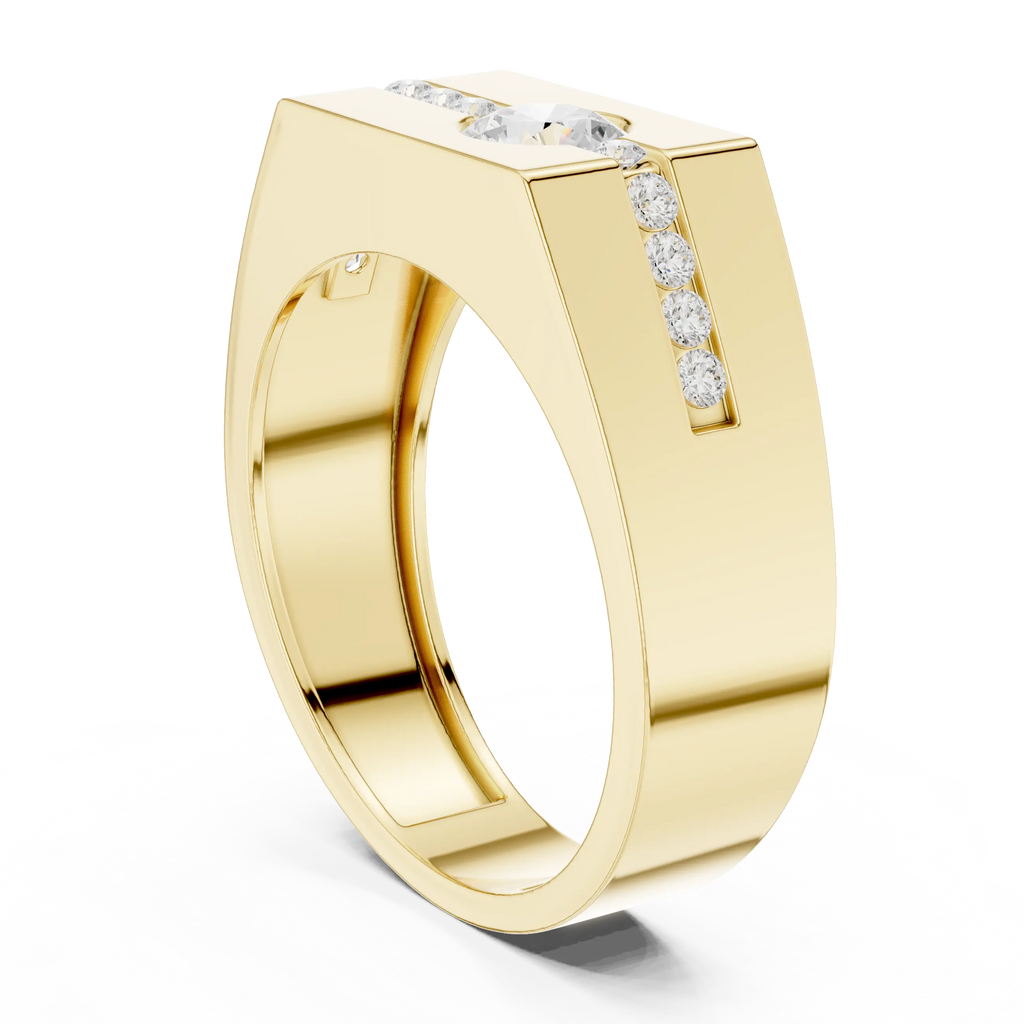14K White Gold Men's Floating Lab Grown Diamond Geometric Band