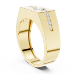14K White Gold Men's Floating Lab Grown Diamond Geometric Band