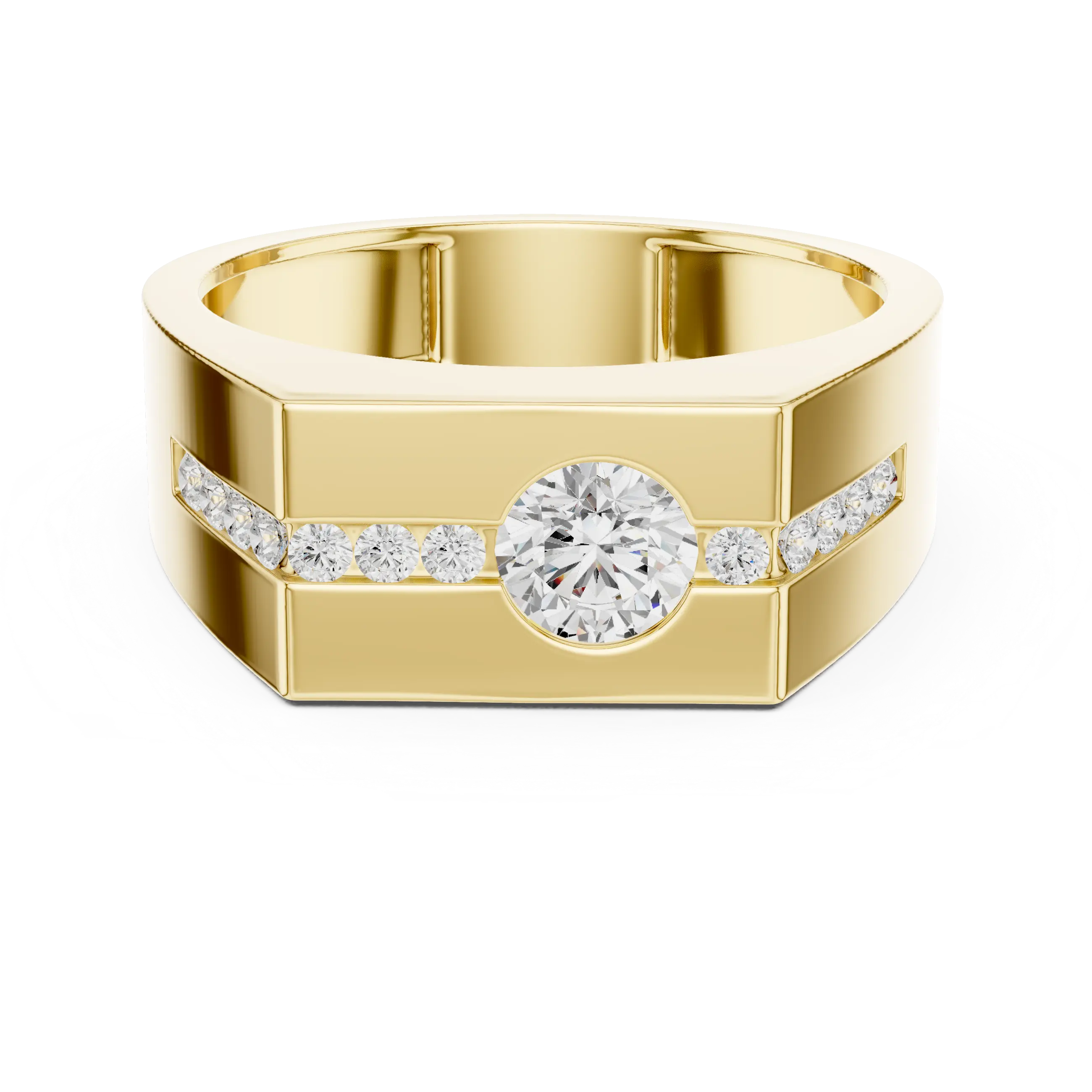 14K White Gold Men's Floating Lab Grown Diamond Geometric Band