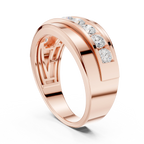 10K White Gold Men's Bypass Channel Set Moissanite Diamond Band Ring