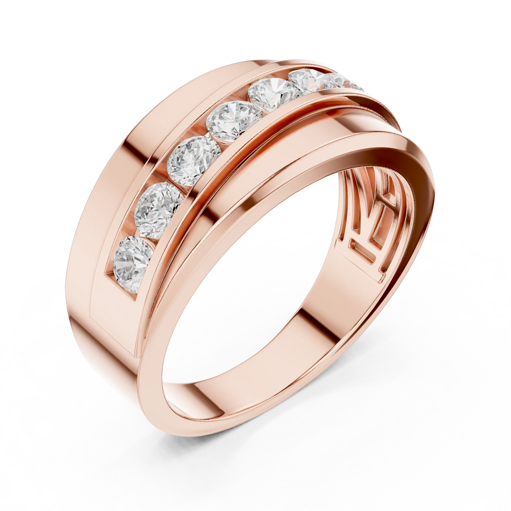 10K White Gold Men's Bypass Channel Set Moissanite Diamond Band Ring