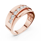 10K White Gold Men's Bypass Channel Set Moissanite Diamond Band Ring