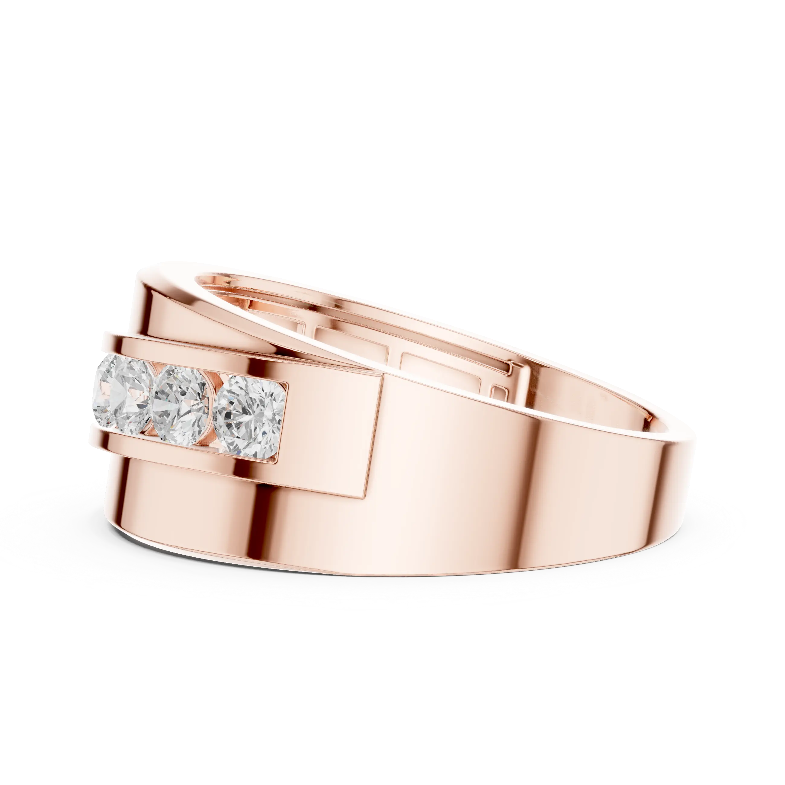 10K White Gold Men's Bypass Channel Set Moissanite Diamond Band Ring