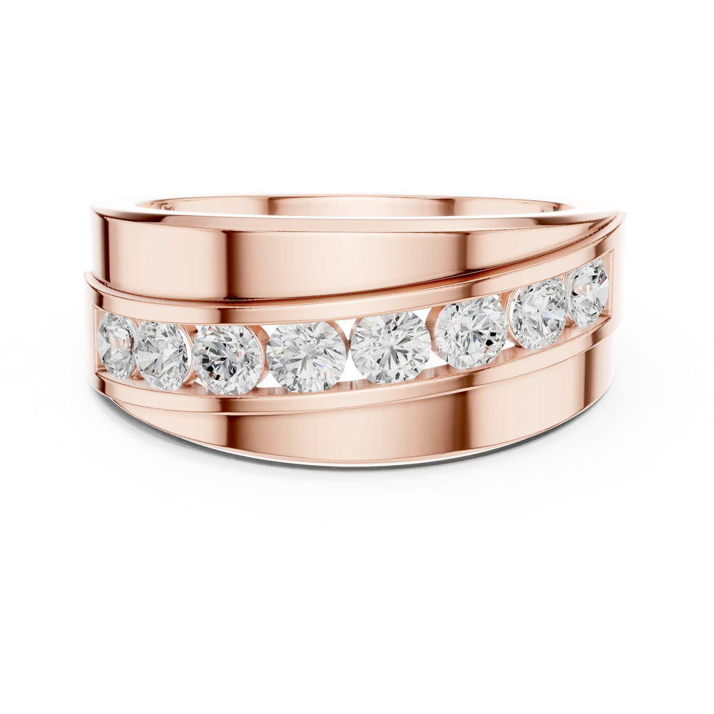 10K White Gold Men's Bypass Channel Set Moissanite Diamond Band Ring
